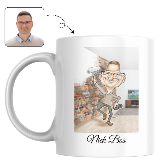 Handgetekende karikatuur van schilder & gamer | Creatief cadeau